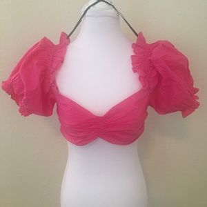 Forever21 puff shoulder crop top size small